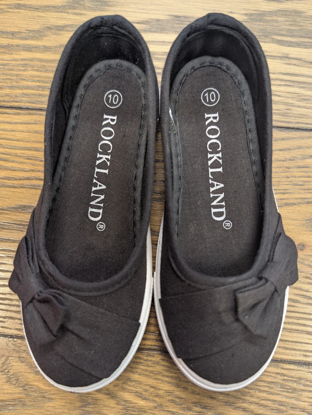 🧡3/$30 Final Pair ⚡Rockland Black Canvas Slip-On Flats with Bow Size 10